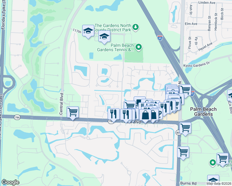 map of restaurants, bars, coffee shops, grocery stores, and more near 2244 Quail Ridge South in Palm Beach Gardens