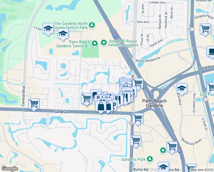 map of restaurants, bars, coffee shops, grocery stores, and more near 2321 23rd Lane in Palm Beach Gardens