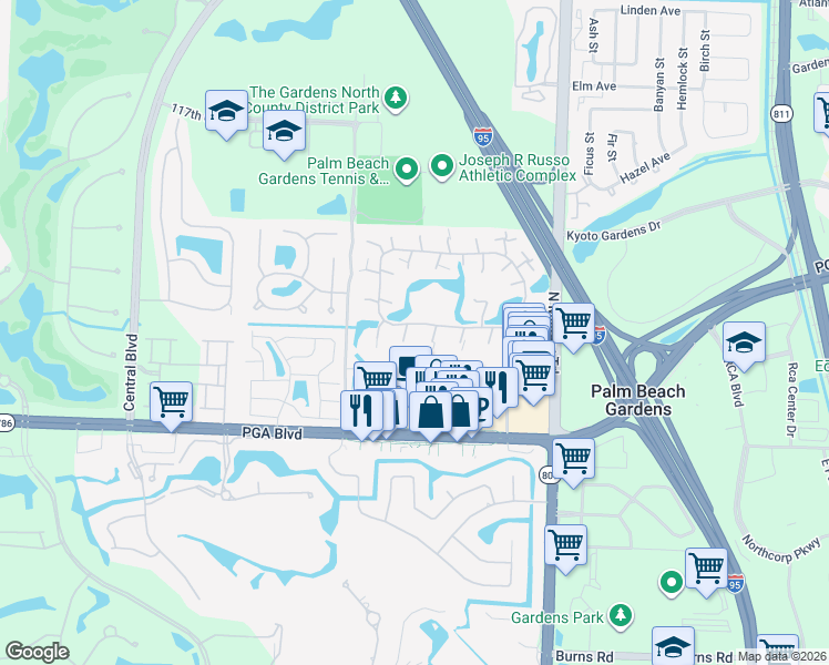 map of restaurants, bars, coffee shops, grocery stores, and more near 2104 21st Lane in Palm Beach Gardens