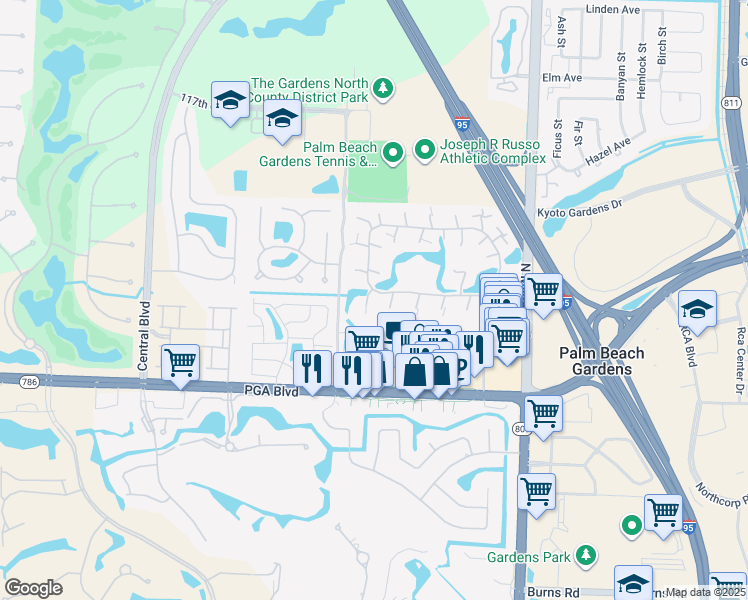 map of restaurants, bars, coffee shops, grocery stores, and more near 2004 20th Lane in Palm Beach Gardens