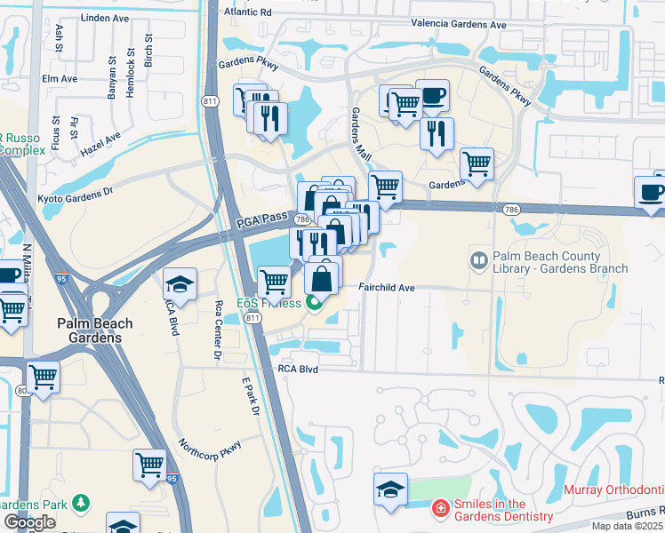 map of restaurants, bars, coffee shops, grocery stores, and more near 1102 Legacy Avenue in Palm Beach Gardens