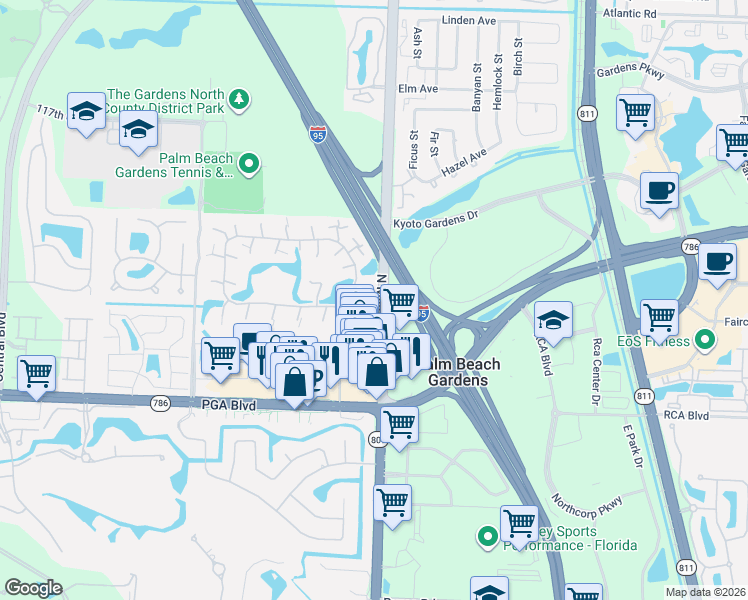 map of restaurants, bars, coffee shops, grocery stores, and more near 219 2nd Lane in Palm Beach Gardens