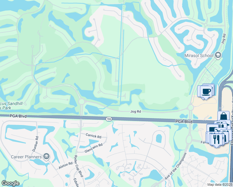 map of restaurants, bars, coffee shops, grocery stores, and more near 285 Porto Vecchio Way in Palm Beach Gardens