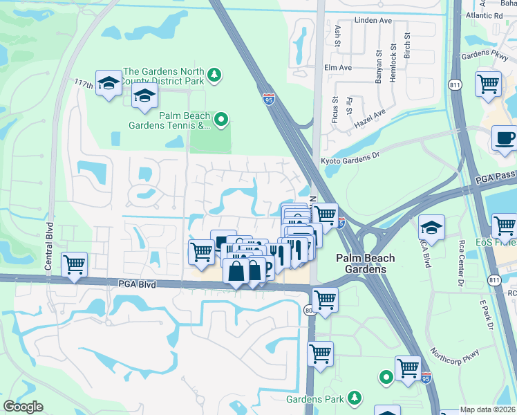 map of restaurants, bars, coffee shops, grocery stores, and more near 2427 24th Lane in Palm Beach Gardens