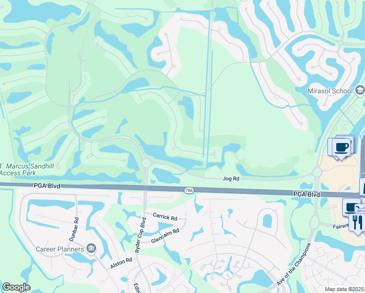 map of restaurants, bars, coffee shops, grocery stores, and more near 261 Porto Vecchio Way in Palm Beach Gardens