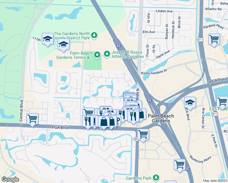 map of restaurants, bars, coffee shops, grocery stores, and more near 2423 24th Lane in Palm Beach Gardens