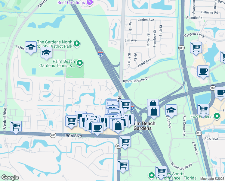 map of restaurants, bars, coffee shops, grocery stores, and more near 422 4th Lane in Palm Beach Gardens