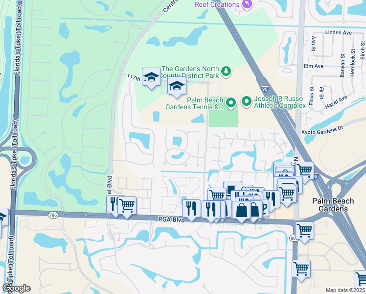 map of restaurants, bars, coffee shops, grocery stores, and more near 3345 Pine Hill Trail in Palm Beach Gardens