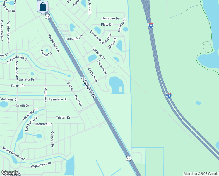 map of restaurants, bars, coffee shops, grocery stores, and more near 12586 Easha Boulevard in Punta Gorda