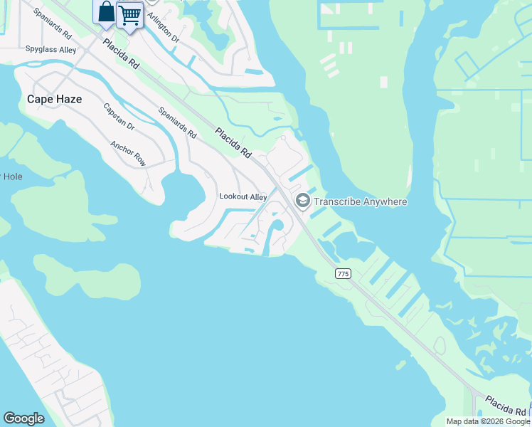 map of restaurants, bars, coffee shops, grocery stores, and more near 11000 Placida Road in Placida