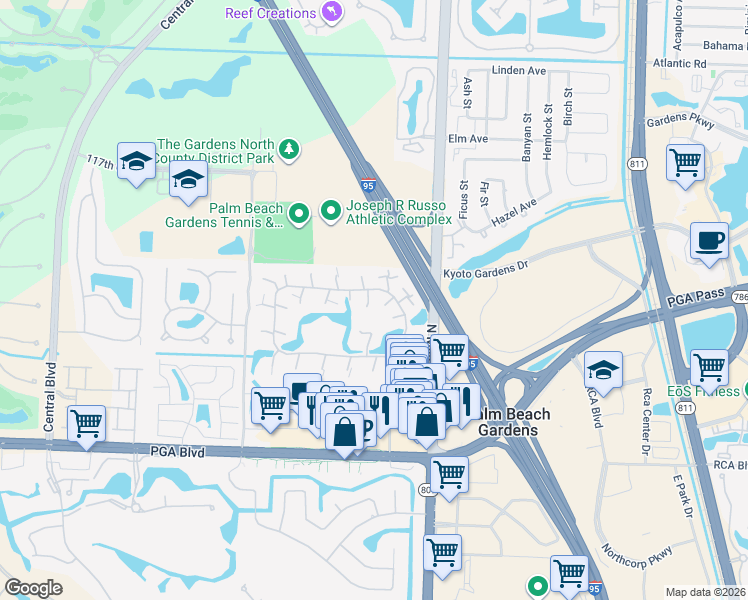 map of restaurants, bars, coffee shops, grocery stores, and more near 726 7th Lane in Palm Beach Gardens