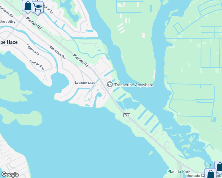 map of restaurants, bars, coffee shops, grocery stores, and more near 10424 Pilothouse Court in Placida