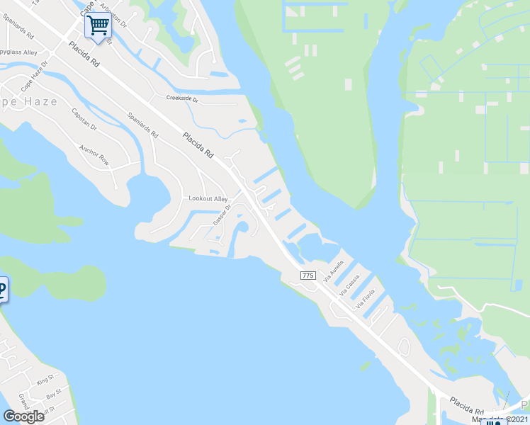 map of restaurants, bars, coffee shops, grocery stores, and more near 10424 Pilothouse Court in Placida