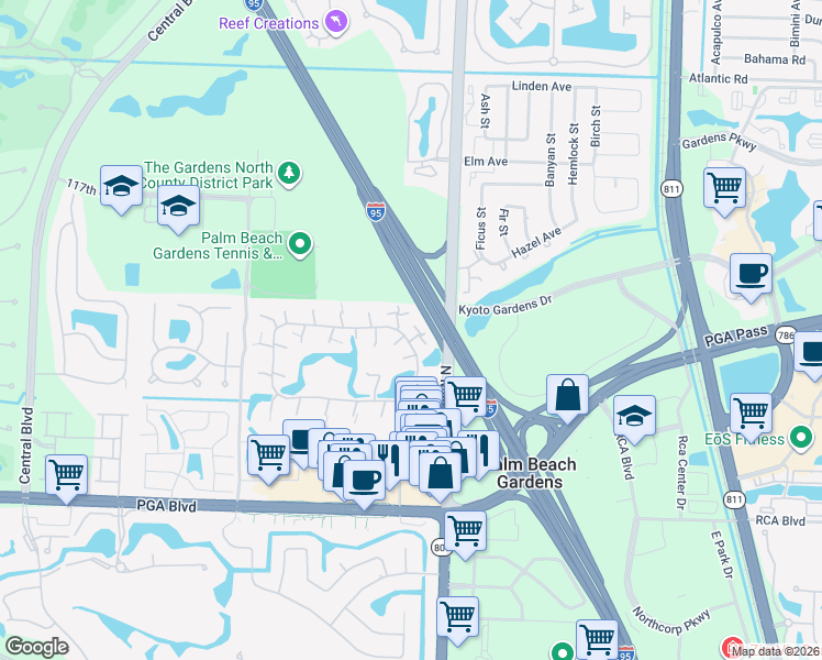 map of restaurants, bars, coffee shops, grocery stores, and more near 422 4th Lane in Palm Beach Gardens