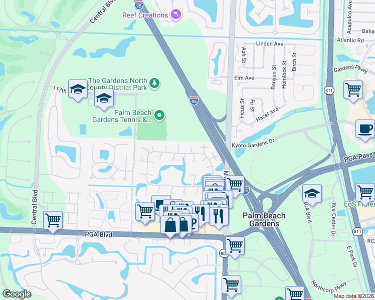 map of restaurants, bars, coffee shops, grocery stores, and more near 804 8th Lane in Palm Beach Gardens
