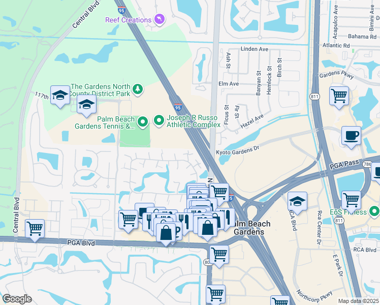 map of restaurants, bars, coffee shops, grocery stores, and more near 608 6th Lane in Palm Beach Gardens