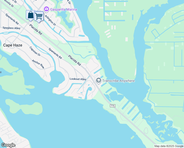 map of restaurants, bars, coffee shops, grocery stores, and more near 10411 Coral Landings Lane in Placida
