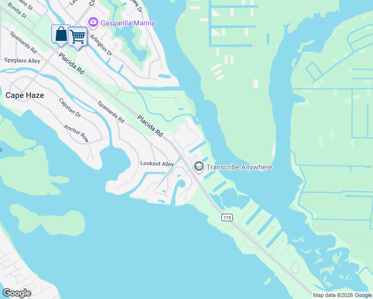 map of restaurants, bars, coffee shops, grocery stores, and more near 550 Spaniards Road in Placida