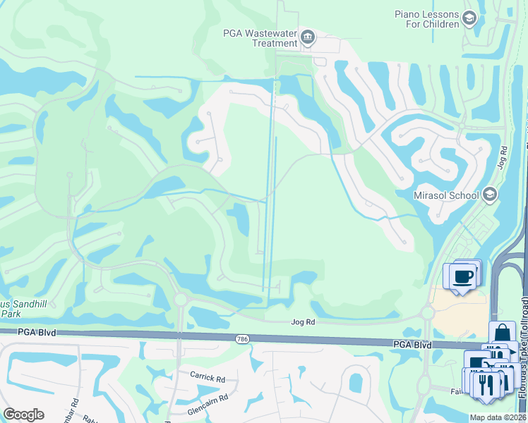 map of restaurants, bars, coffee shops, grocery stores, and more near 108 Bianca Drive in Palm Beach Gardens
