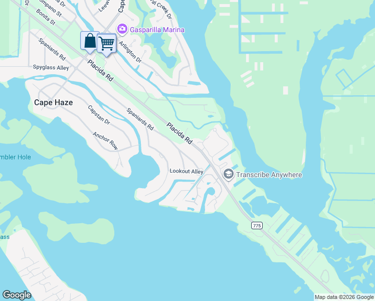 map of restaurants, bars, coffee shops, grocery stores, and more near 500 Spaniards Road in Placida