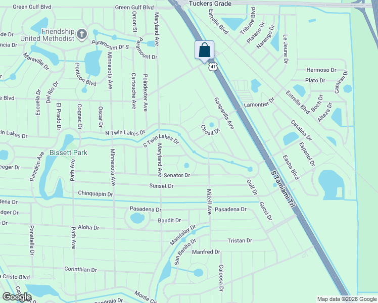 map of restaurants, bars, coffee shops, grocery stores, and more near 28202 South Twin Lakes Drive in Punta Gorda