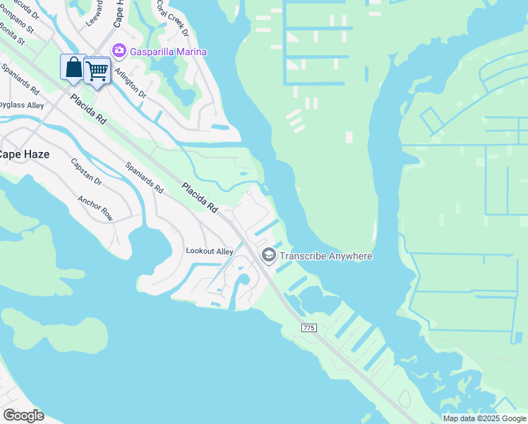 map of restaurants, bars, coffee shops, grocery stores, and more near 10345 Coral Landings Lane in Placida