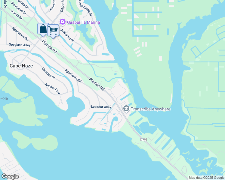 map of restaurants, bars, coffee shops, grocery stores, and more near 10301 Coral Landings Lane in Placida