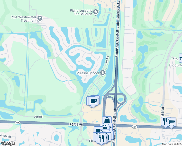 map of restaurants, bars, coffee shops, grocery stores, and more near 335 Vizcaya Drive in Palm Beach Gardens