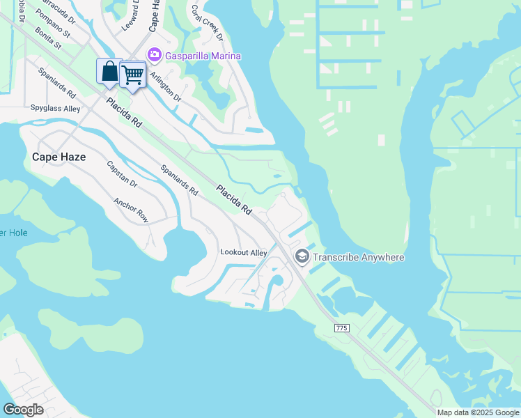 map of restaurants, bars, coffee shops, grocery stores, and more near 500 Spaniards Road in Placida