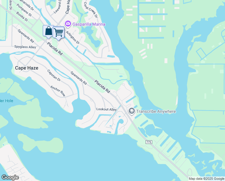 map of restaurants, bars, coffee shops, grocery stores, and more near 500 Spaniards Road in Placida