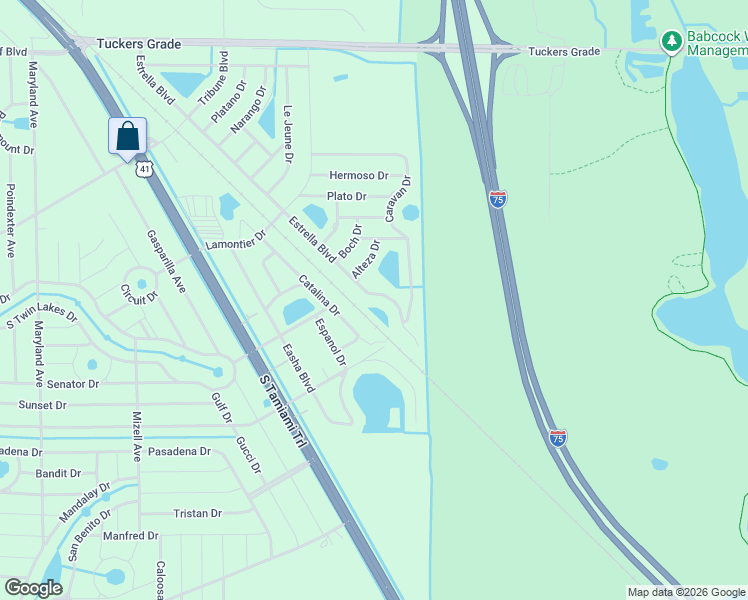 map of restaurants, bars, coffee shops, grocery stores, and more near 12517 Estrella Boulevard in Punta Gorda