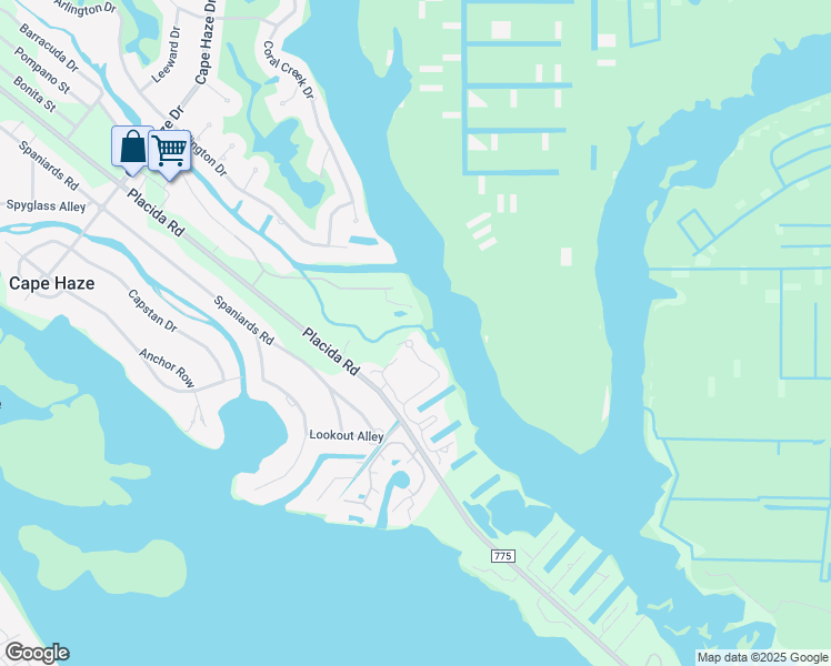 map of restaurants, bars, coffee shops, grocery stores, and more near 10330 Coral Landings Lane in Placida