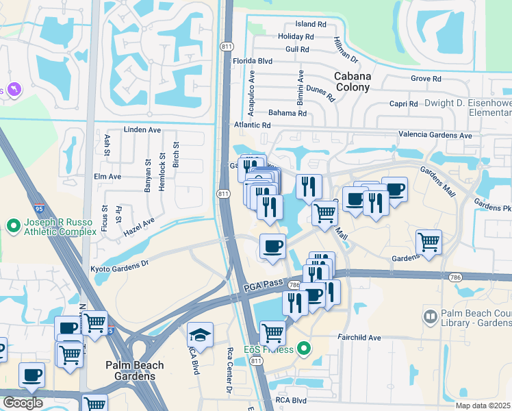 map of restaurants, bars, coffee shops, grocery stores, and more near 11701 Lake Victoria Gardens Avenue in Palm Beach Gardens
