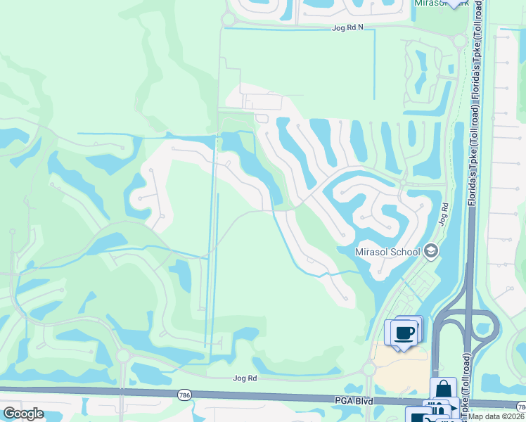 map of restaurants, bars, coffee shops, grocery stores, and more near 100 Remo Place in Palm Beach Gardens