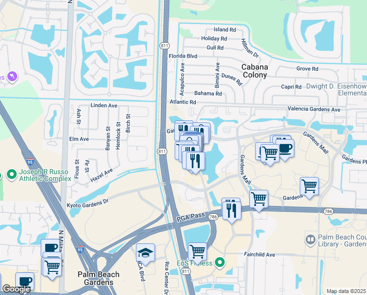 map of restaurants, bars, coffee shops, grocery stores, and more near 11701 Lake Victoria Gardens Avenue in Palm Beach Gardens