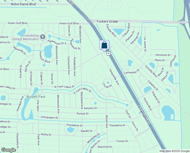 map of restaurants, bars, coffee shops, grocery stores, and more near 28083 Calobar Court in Punta Gorda
