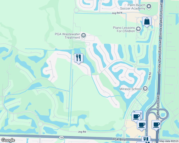 map of restaurants, bars, coffee shops, grocery stores, and more near 104 Remo Place in Palm Beach Gardens