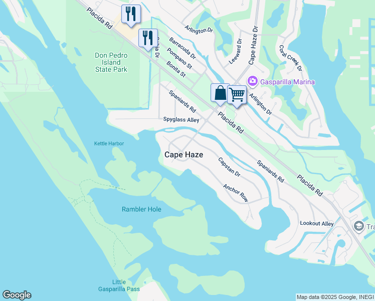 map of restaurants, bars, coffee shops, grocery stores, and more near in Cape Haze