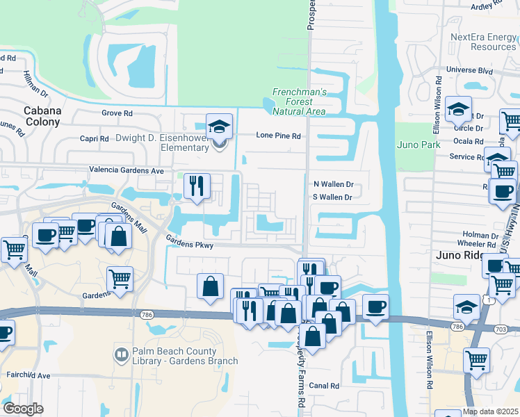 map of restaurants, bars, coffee shops, grocery stores, and more near 11806 Valencia Gardens Avenue in Palm Beach Gardens