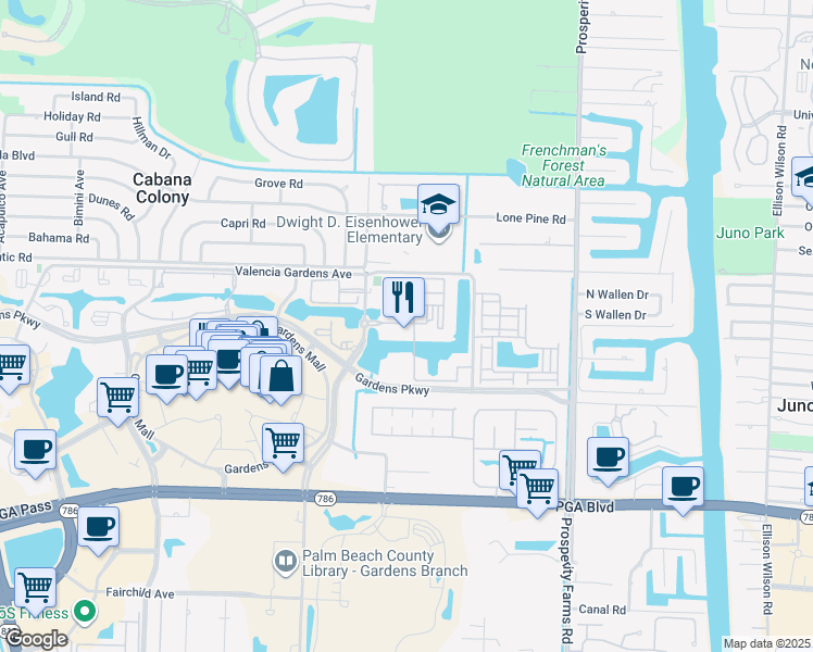 map of restaurants, bars, coffee shops, grocery stores, and more near 2803 Sarento Place in Palm Beach Gardens