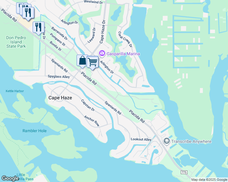 map of restaurants, bars, coffee shops, grocery stores, and more near 10071 Creekside Drive in Placida