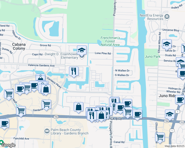 map of restaurants, bars, coffee shops, grocery stores, and more near 11842 Valencia Gardens Avenue in Palm Beach Gardens