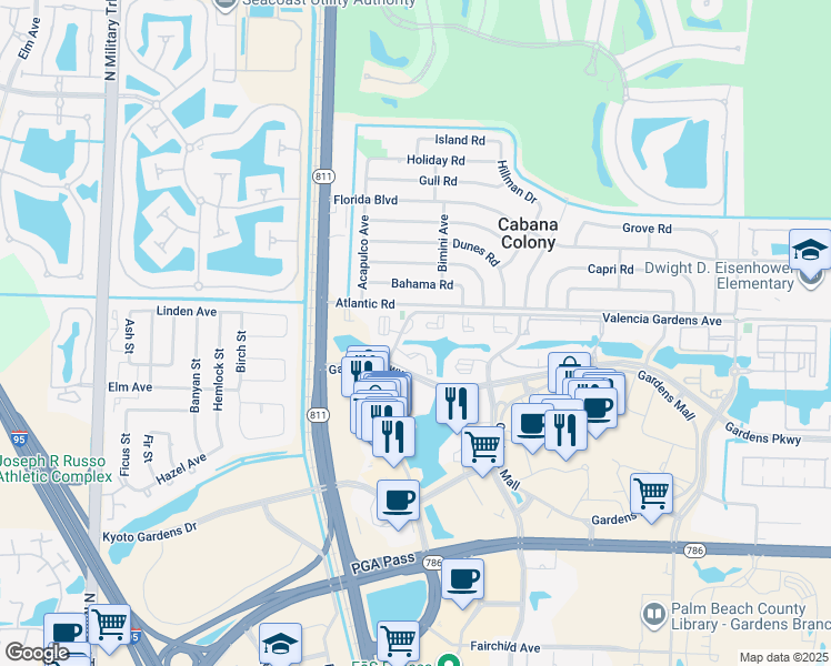 map of restaurants, bars, coffee shops, grocery stores, and more near 11900 Valencia Gardens Avenue in Palm Beach Gardens