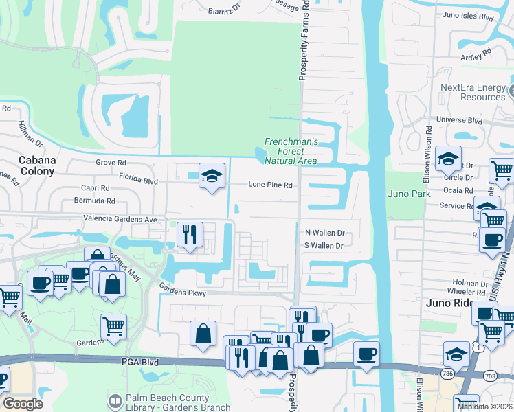 map of restaurants, bars, coffee shops, grocery stores, and more near 2651 West Edgewater Drive in West Palm Beach