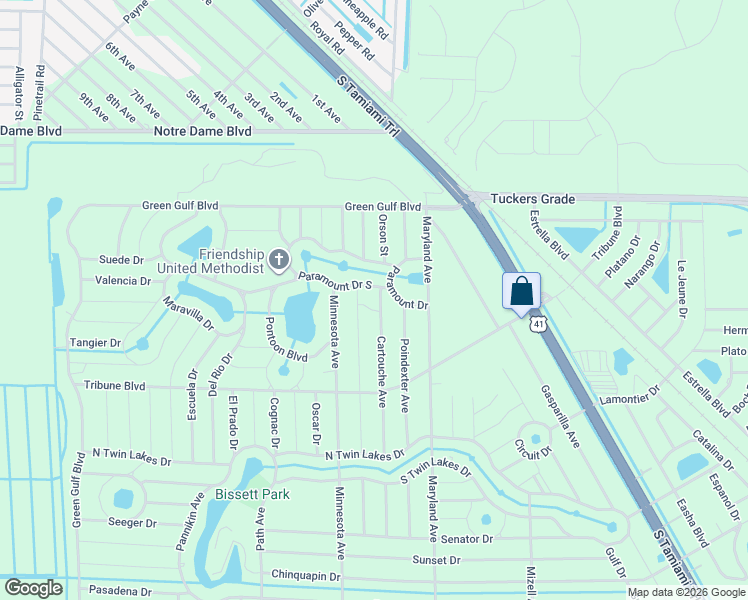 map of restaurants, bars, coffee shops, grocery stores, and more near 12407 Paramount Drive in Punta Gorda