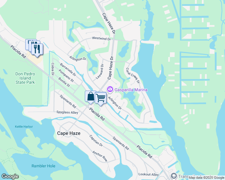 map of restaurants, bars, coffee shops, grocery stores, and more near 6 Amberjack Terrace in Placida