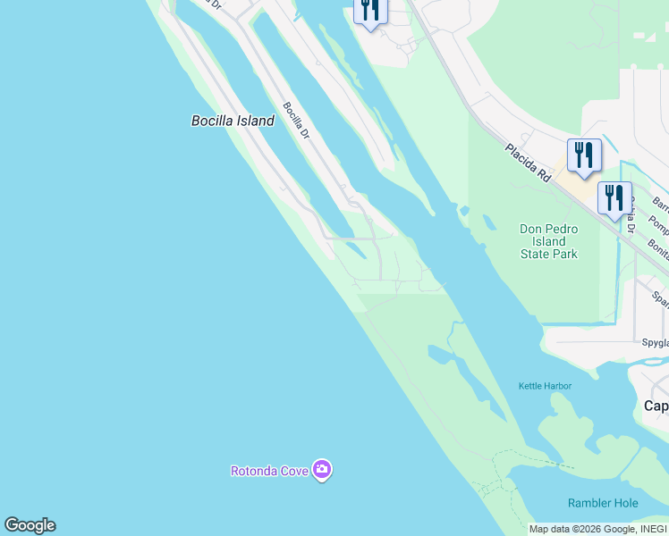 map of restaurants, bars, coffee shops, grocery stores, and more near 510 South Gulf Boulevard in Placida
