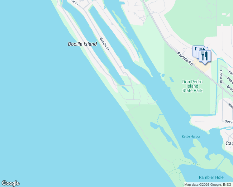 map of restaurants, bars, coffee shops, grocery stores, and more near 510 South Gulf Boulevard in Placida