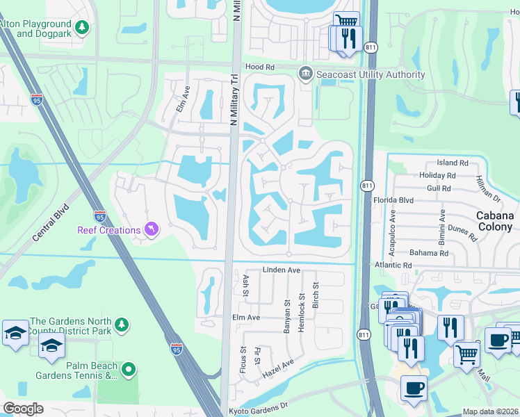 map of restaurants, bars, coffee shops, grocery stores, and more near 537 Grand Banks Road in Palm Beach Gardens