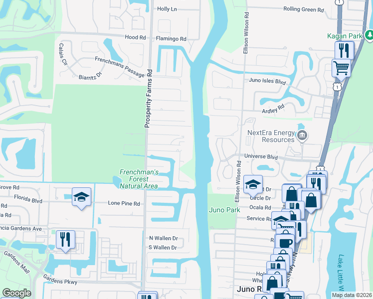 map of restaurants, bars, coffee shops, grocery stores, and more near 12428 Coconut Row in West Palm Beach